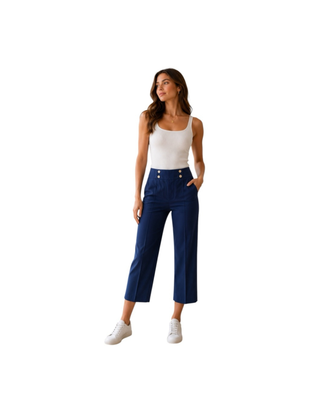 Stella Parker Sport Navy UPF 50 Crop Wide Leg Pants Women’s Medium NWT